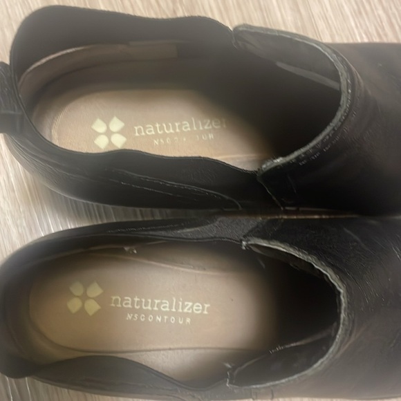 NATURALIZER DARENA BLACK LEATHER BOOTIES ROUND TOE WEDGE ANKLE BOOTS 8M - Picture 12 of 13
